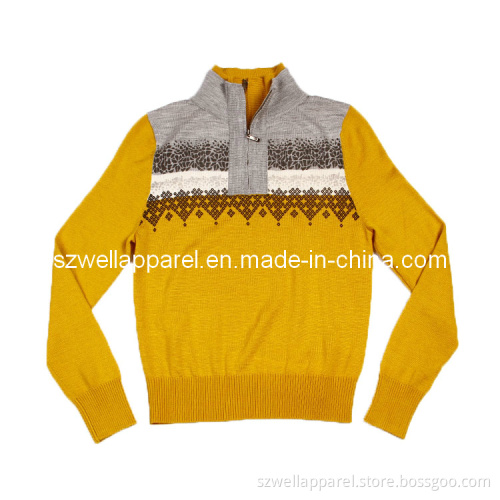 Ladies' Knitted Apparel with Turtle Neck Zipper (SZWA-0983)